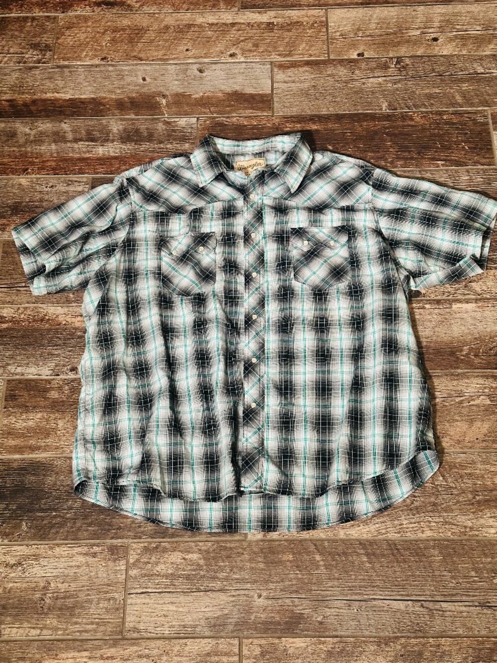 Wrangler Western Fashion Button Up Snap Shirt Men's Plaid Short Sleeve 2XL